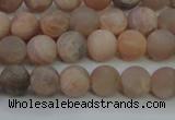 CMS602 15.5 inches 8mm round matte natural moonstone beads