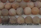 CMS603 15.5 inches 10mm round matte natural moonstone beads