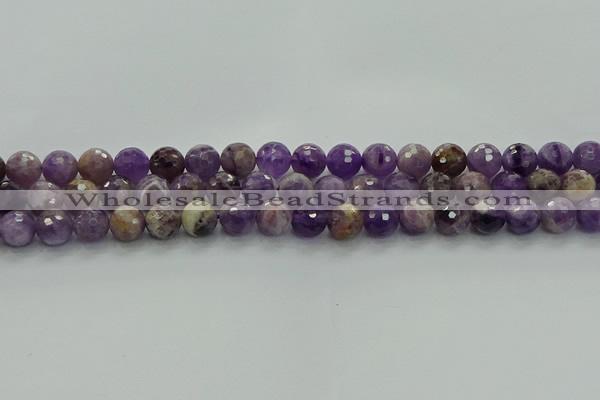 CNA1012 15.5 inches 8mm faceted round dogtooth amethyst beads