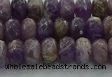 CNA1030 15.5 inches 6*10mm faceted rondelle dogtooth amethyst beads