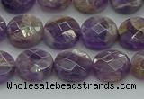 CNA1045 15.5 inches 12mm faceted coin dogtooth amethyst beads