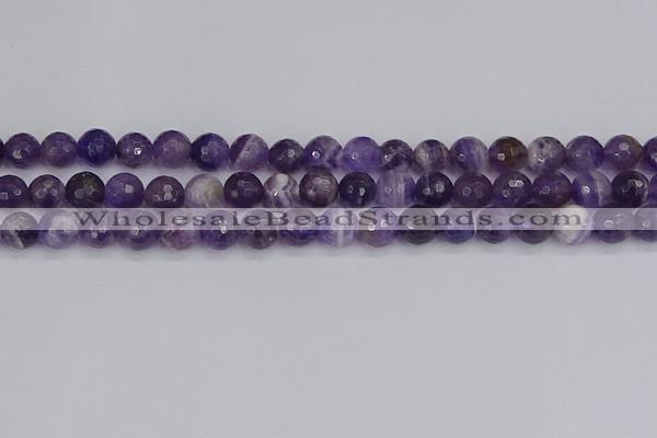 CNA1072 15.5 inches 8mm faceted round dogtooth amethyst beads