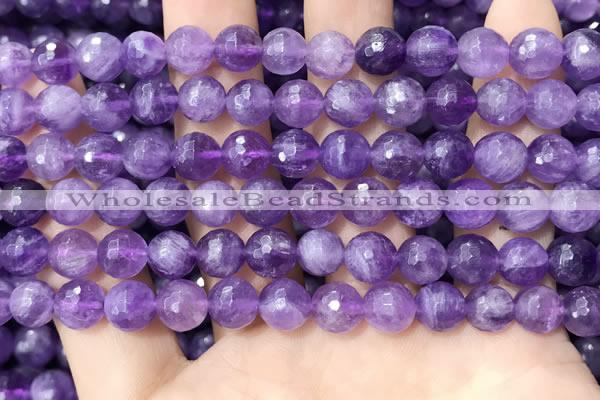 CNA1114 15.5 inches 8mm faceted round amethyst gemstone beads