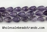 CNA1181 15.5 inches 15*20mm faceted teardrop amethyst beads