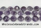 CNA1204 15.5 inches 20mm faceted coin amethyst beads wholesale