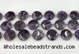 CNA1205 15.5 inches 20mm faceted coin amethyst gemstone beads