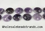 CNA1208 15.5 inches 25*30mm faceted oval amethyst gemstone beads