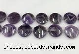 CNA1211 15.5 inches 30mm faceted coin amethyst gemstone beads