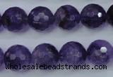 CNA255 15.5 inches 14mm faceted round natural amethyst beads