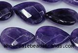 CNA264 15.5 inches 18*25mm faceted flat teardrop natural amethyst beads