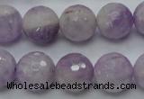 CNA313 15.5 inches 14mm faceted round natural lavender amethyst beads