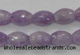 CNA315 15.5 inches 10*14mm faceted rice natural lavender amethyst beads