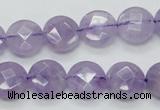 CNA322 15.5 inches 12mm faceted coin natural lavender amethyst beads