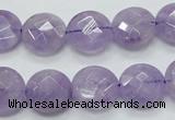 CNA323 15.5 inches 14mm faceted coin natural lavender amethyst beads