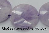 CNA326 15.5 inches 30mm faceted coin natural lavender amethyst beads