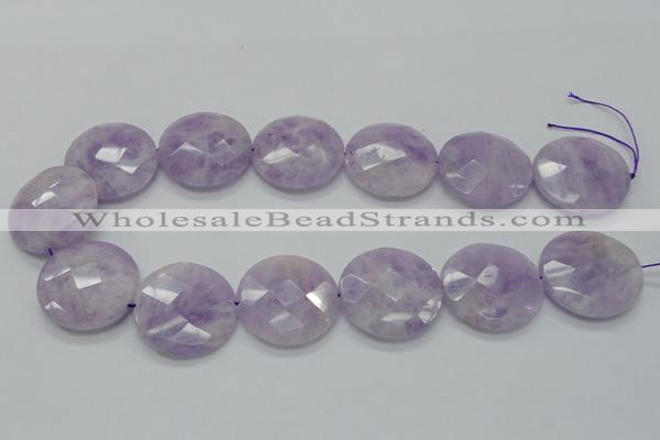 CNA326 15.5 inches 30mm faceted coin natural lavender amethyst beads