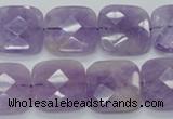 CNA341 15.5 inches 20*20mm faceted square natural lavender amethyst beads