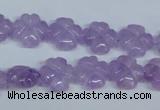 CNA434 15.5 inches 12mm carved flower natural lavender amethyst beads