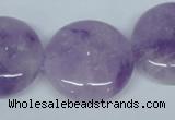 CNA438 15.5 inches 25mm flat round natural lavender amethyst beads