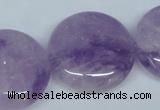 CNA439 15.5 inches 30mm flat round natural lavender amethyst beads