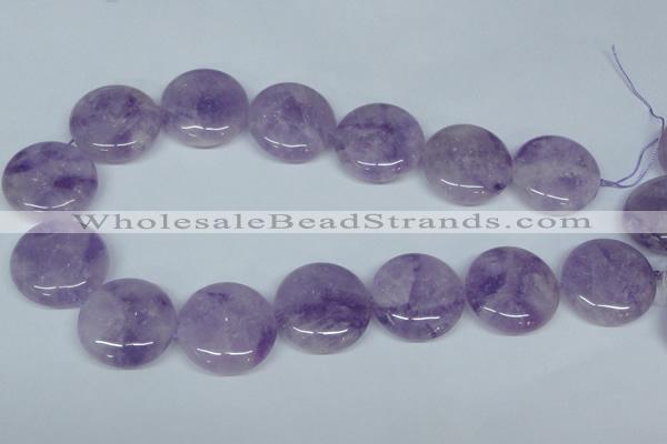 CNA439 15.5 inches 30mm flat round natural lavender amethyst beads