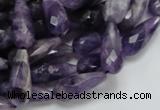 CNA47 15.5 inches 8*20mm faceted teadrop grade AB natural amethyst beads