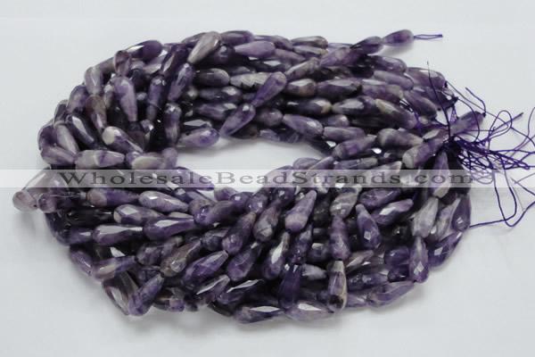 CNA47 15.5 inches 8*20mm faceted teadrop grade AB natural amethyst beads