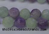 CNA664 15 inches 12mm faceted round lavender amethyst & prehnite beads