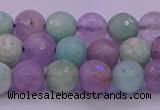 CNA682 15.5 inches 8mm faceted round lavender amethyst & amazonite beads