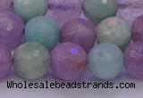 CNA684 15.5 inches 12mm faceted round lavender amethyst & amazonite beads