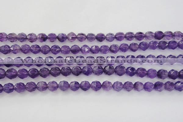 CNA69 15.5 inches 8mm faceted round natural amethyst beads