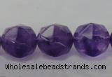 CNA71 15.5 inches 12mm faceted round natural amethyst beads