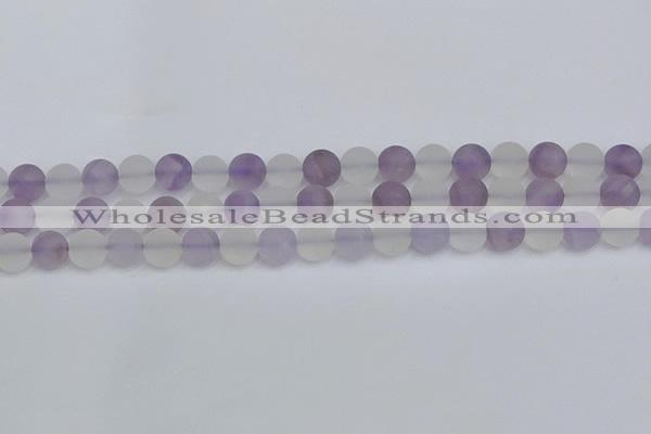 CNA737 15.5 inches 8mm round matte amethyst & white crystal beads