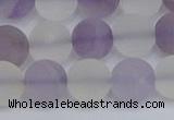 CNA739 15.5 inches 12mm round matte amethyst & white crystal beads