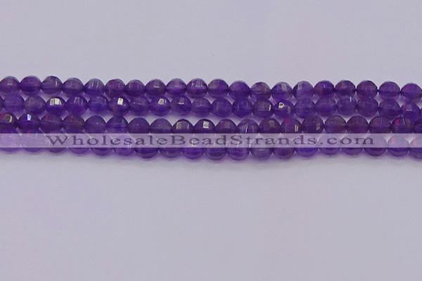 CNA751 15.5 inches 6mm faceted round natural amethyst beads