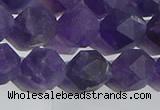 CNA769 15.5 inches 12mm faceted nuggets matte amethyst beads