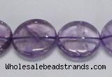 CNA825 15.5 inches 20mm flat round natural light amethyst beads