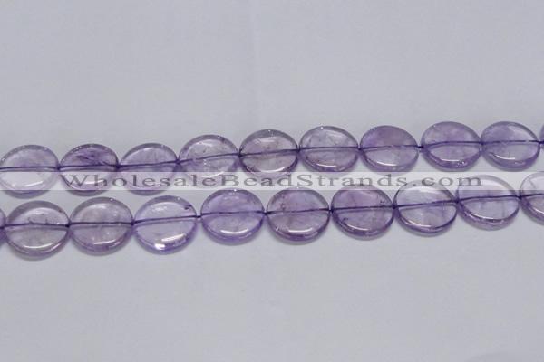 CNA826 15.5 inches 25mm flat round natural light amethyst beads