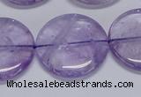 CNA827 15.5 inches 30mm flat round natural light amethyst beads