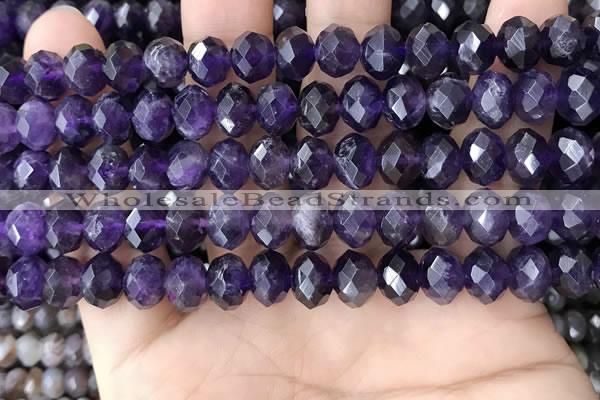 CNA996 15.5 inches 7*10mm faceted rondelle amethyst beads wholesale