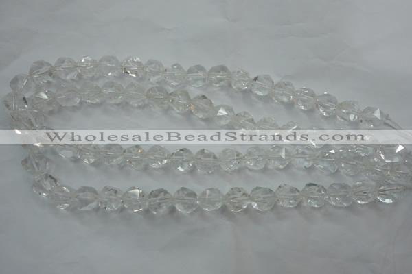 CNC101 15 inches 8mm faceted nuggets white crystal beads