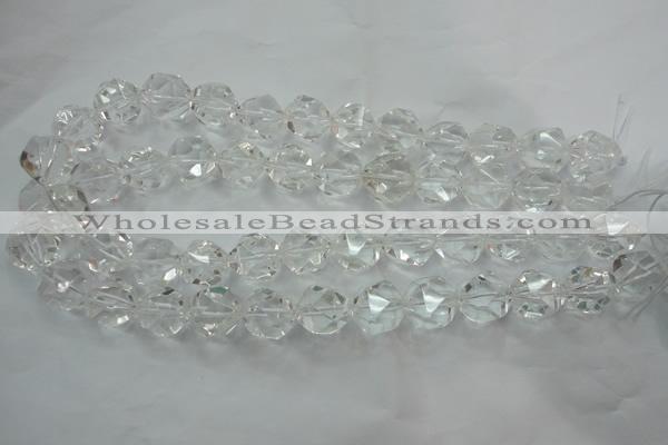 CNC105 15 inches 16mm faceted nuggets white crystal beads