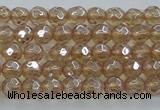 CNC516 15.5 inches 4mm faceted round dyed natural white crystal beads