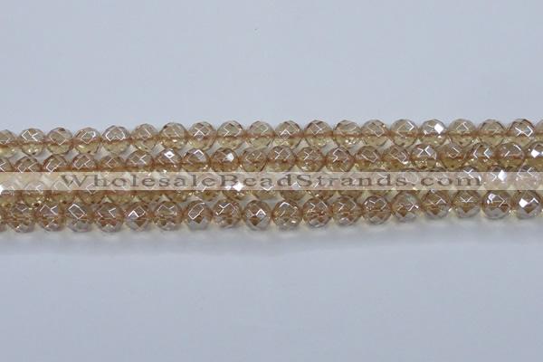 CNC520 15.5 inches 12mm faceted round dyed natural white crystal beads