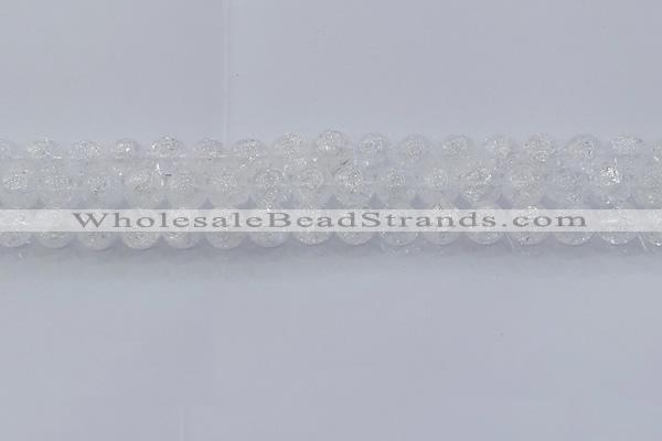 CNC552 15.5 inches 8mm round natural crackle white crystal beads