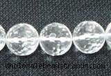 CNC56 15.5 inches 16mm faceted round grade A natural white crystal beads