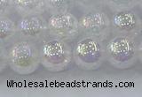 CNC562 15.5 inches 8mm round plated crackle white crystal beads