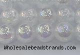 CNC563 15.5 inches 10mm round plated crackle white crystal beads