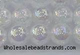 CNC564 15.5 inches 12mm round plated crackle white crystal beads