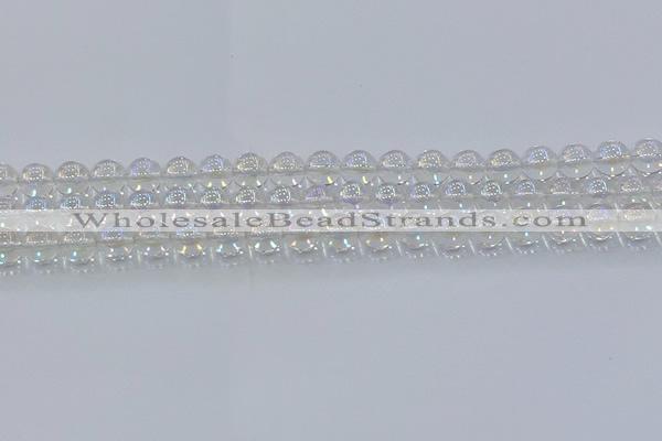 CNC571 15.5 inches 8mm round plated natural white crystal beads